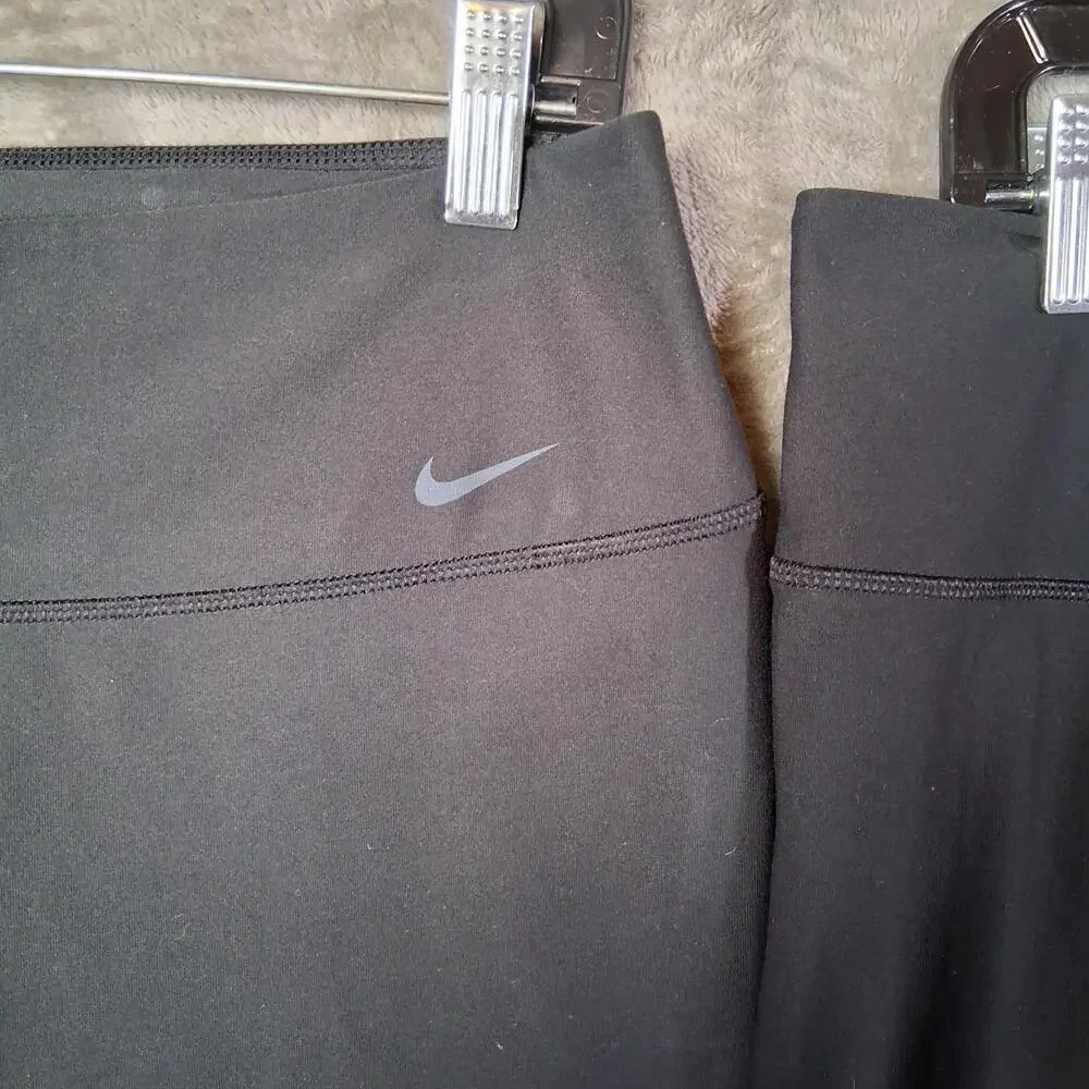 Women's Nike Trousers Leggings‎ Pants SZ Medium Black Straight Leg Cropped 2 Pcs